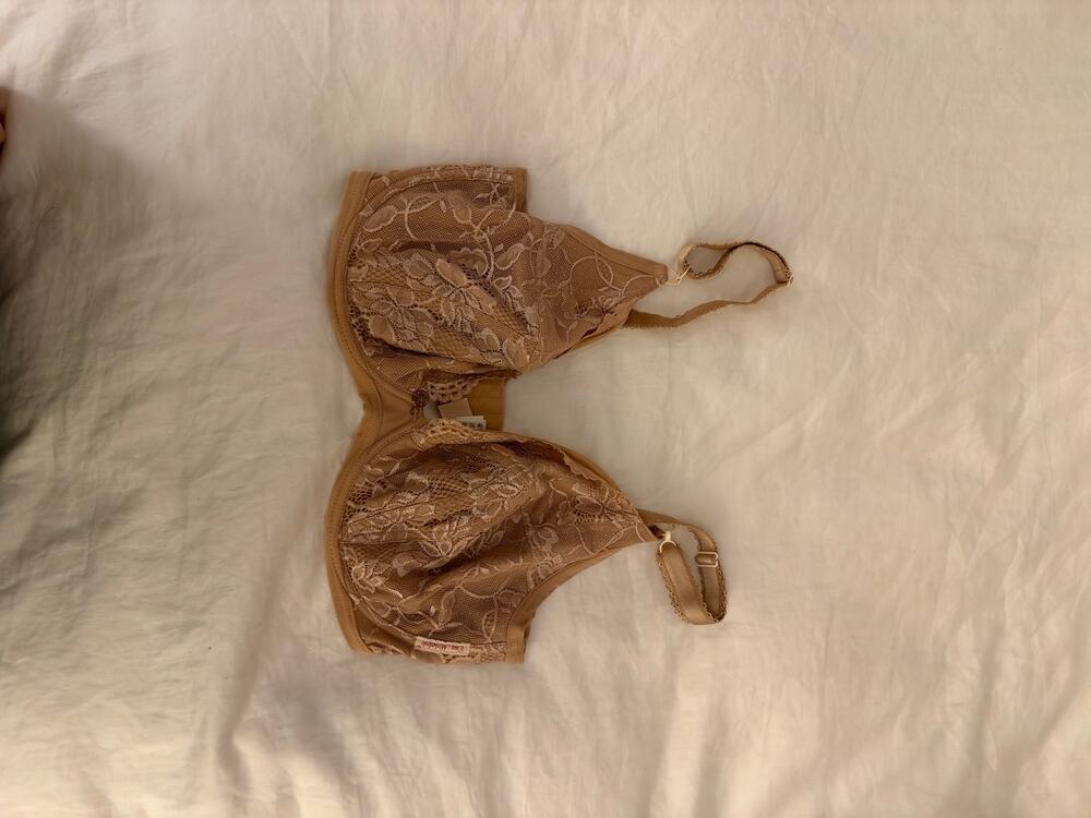 Ewa Michalak Nude Lace Plunge Underwire Bra 85FF Very Good Condition